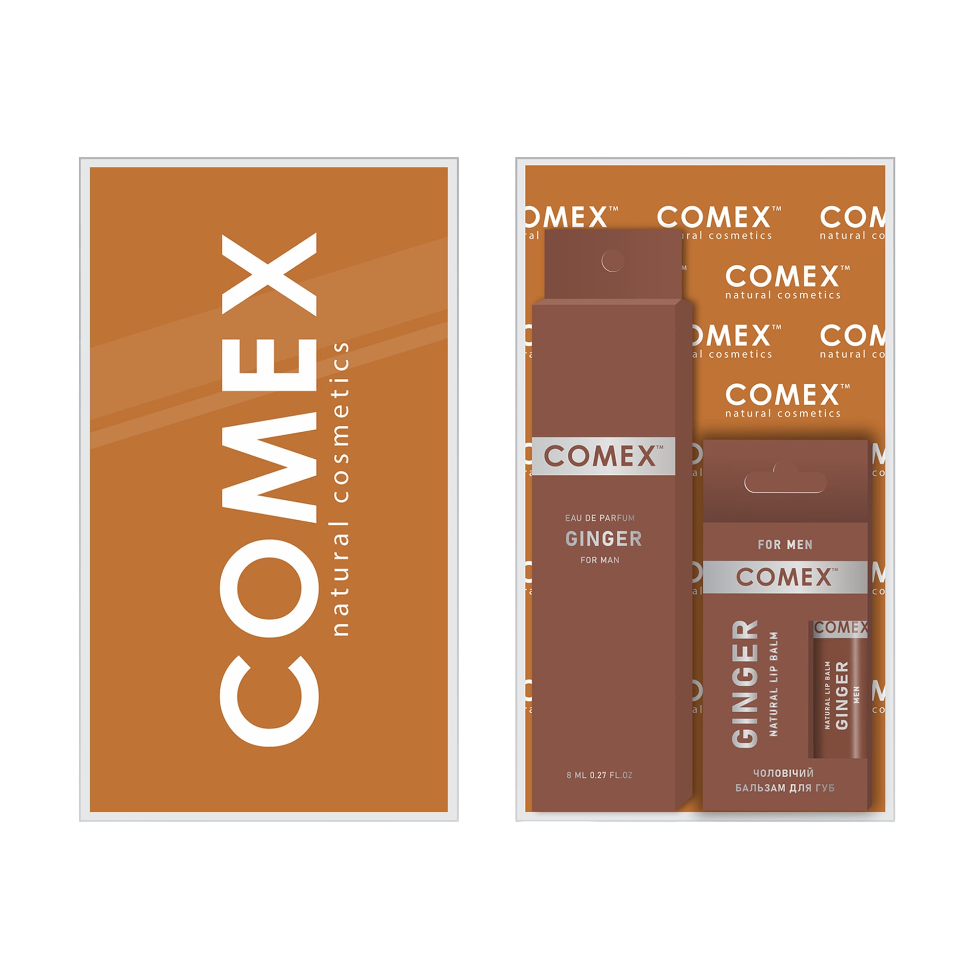 Чоловічий подарунковий набір Comex Ginger (парфумована вода, 8 мл + бальзам для губ, 5 мл)